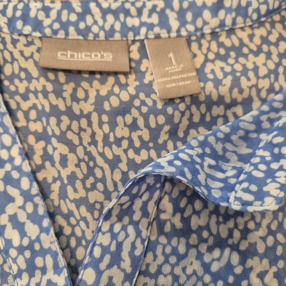 Chico's Semi Sheer 3/4 Sleeve Button Blouse - Picture 5 of 8